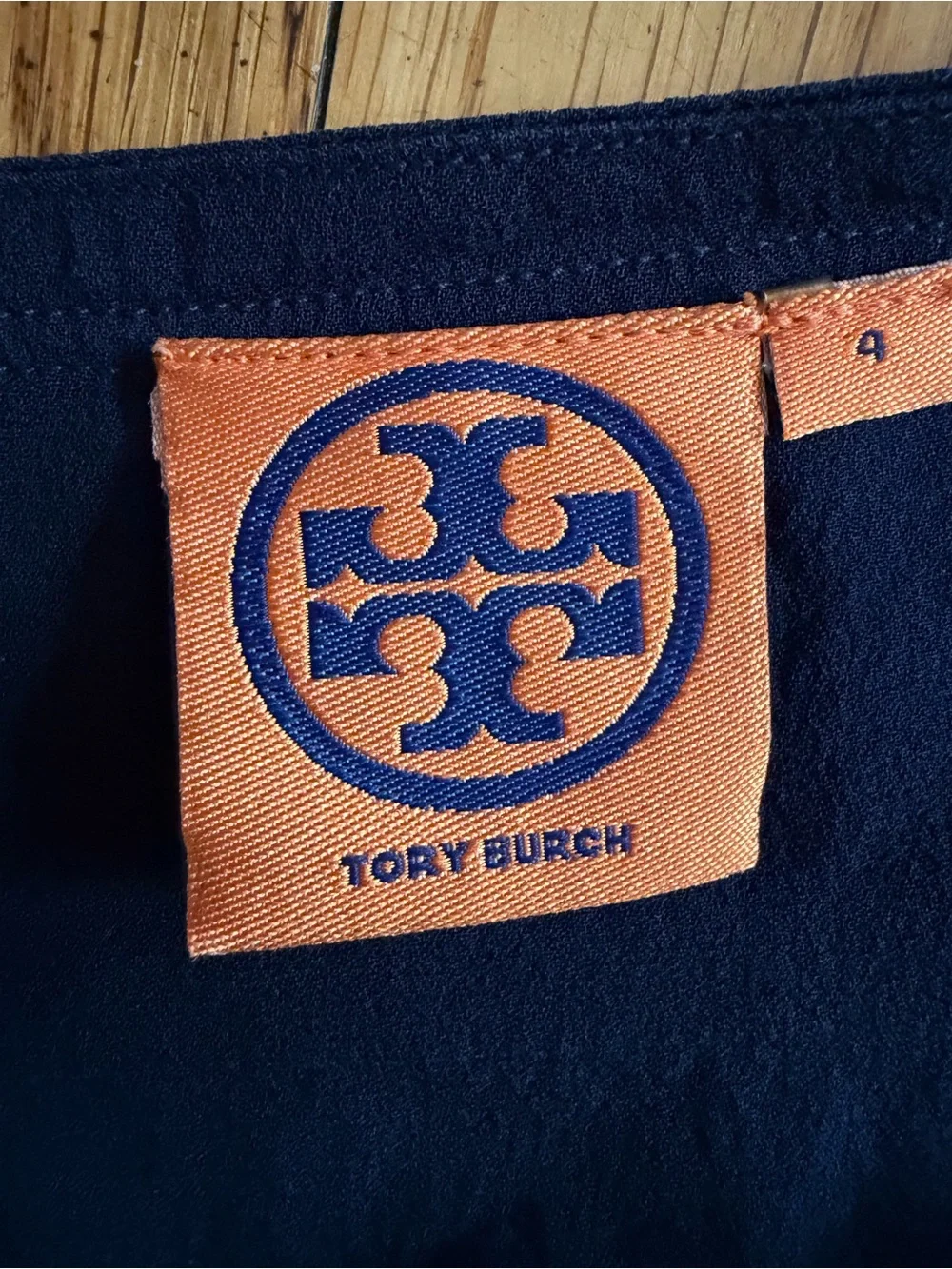 Tory Burch Navy Sleeveless Tie-Neck Blouse Size 4